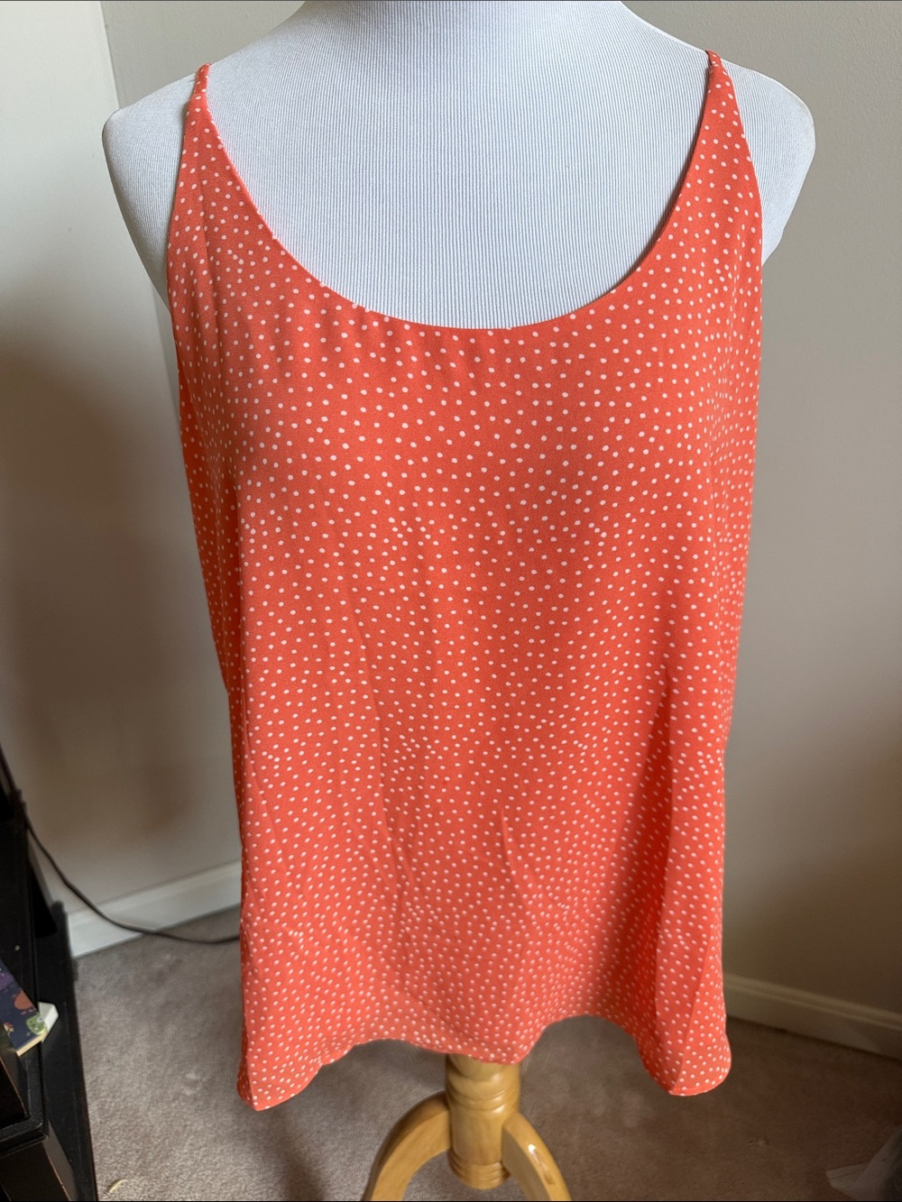LOFT Coral Polka Dot Sleeveless Shell